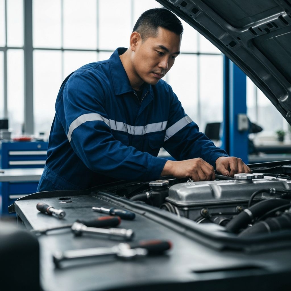 Professional mechanic at work